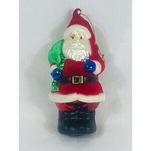Russ Glass Santa Ornament A Royal Winterfest Christmas Decor St Nick Sack 6"